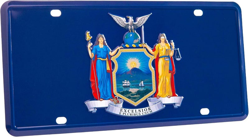 Pickwicks New York State Flag License Plate – Embossed Aluminum – Empire State Pride – Decorative Car Tag – 6”x12” Novelty Metal Sign (New York) - Image 1